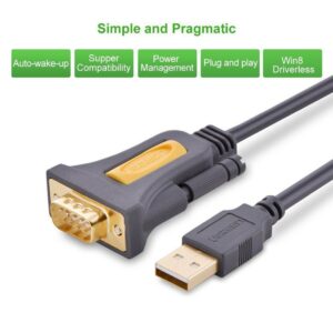 USB 2.0 to RS232 DB9 Serial Cable Male A Converter Adapter 2M