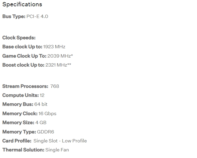 XFX การ์ดจอ รุ่น RX 6400 SWFT105 4GB GDDR6