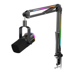 Fifine AmpliGame AM8PROT USB/XLR DYNAMIC MICROPHONE KIT WITH RGB BOOM ARM STAND BLACK