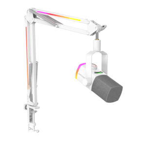 Fifine AmpliGame AM8PROT USB/XLR DYNAMIC MICROPHONE KIT WITH RGB BOOM ARM STAND WHITE